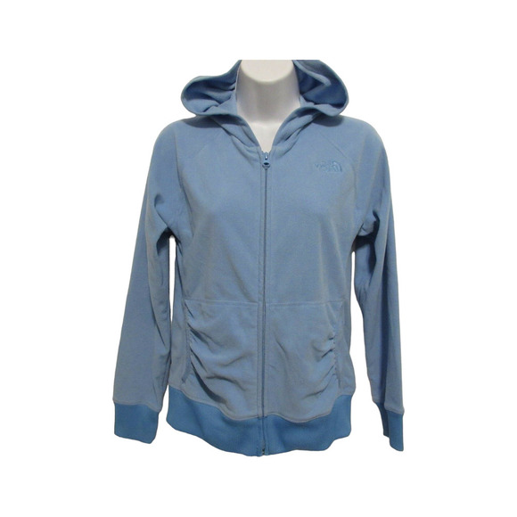 The North Face Girls Youth Light Blue Hooded Fleece Polartec Size L Sweater - Picture 2 of 9